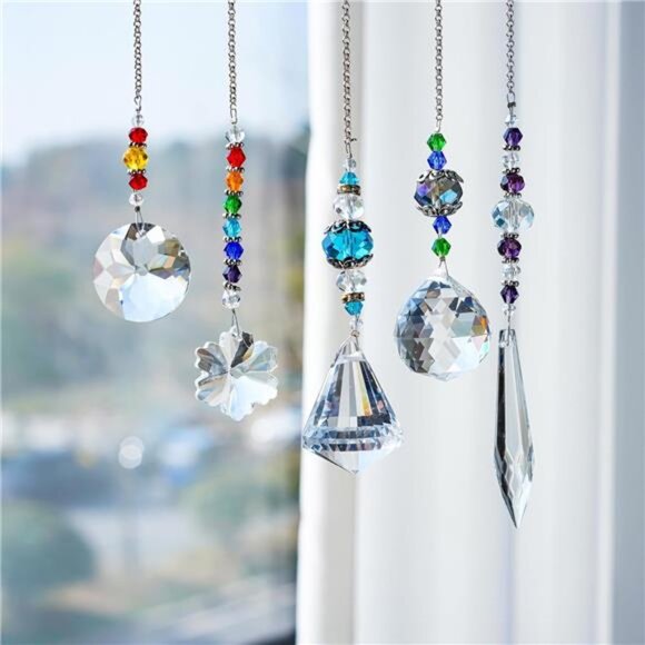 5 Pcs Crystal Suncatchers with Colorful Beads for Window Decoration - Picture 2 of 7